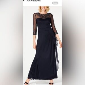 Alex Evenings Women’s Illusion Embellished A-Line Gown